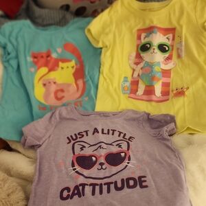 Sz 4T Tcp Kids' ' Graphic Tees - Cute Cat Designs - 3 Tees